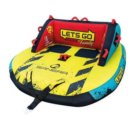 Inflatable towable tube with backrest for family water fun on Spinera Lets Go Family 4